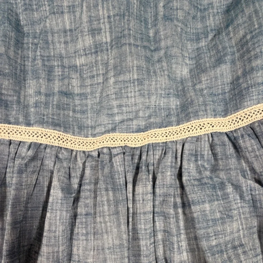 Vignette Nina Blue Cotton Chambray Lace Trim Dress Kids Boho Cottagecore Size 6